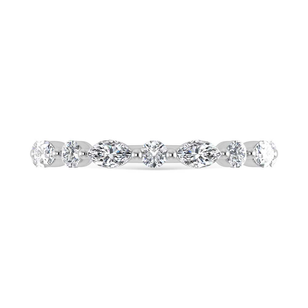 14K White Gold Lab Grown Diamond 1 Ct.Tw. Marquise and Round Stackable Band