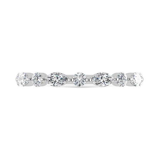 14K White Gold Lab Grown Diamond 1 Ct.Tw. Marquise and Round Stackable Band