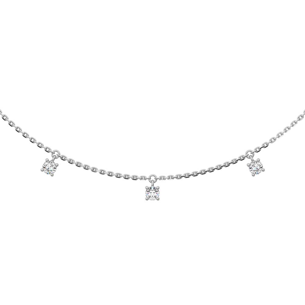 14K White Gold Lab Grown Diamond 1/8 Ct.Tw. 7 Stone Necklace