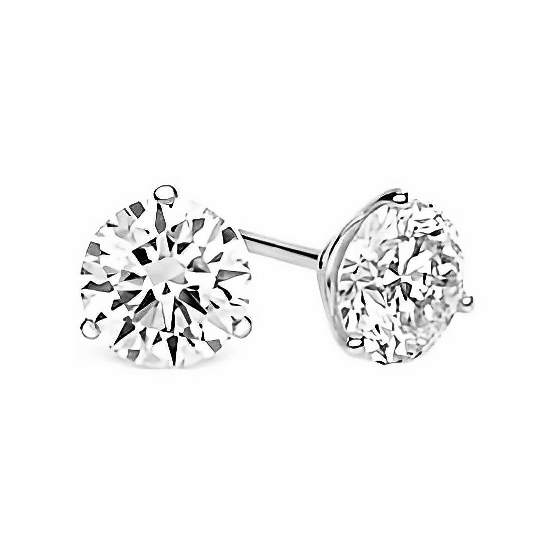 14K White Gold Lab Grown Diamond 2 Ct.Tw. Non certified CVD VS1+ G+ Martini Stud Earrings (Available in 0.15ctw to 3ctw)