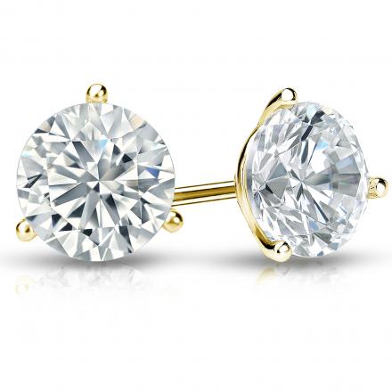 14K Yellow Gold Lab Grown Diamond 1 Ct.Tw. Non certified CVD VS1+ G+ Martini Stud Earrings (Available in 0.15ctw to 3ctw)