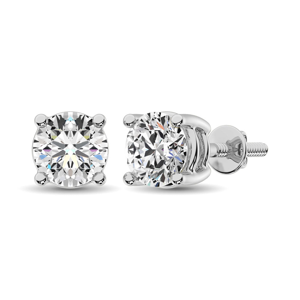 14K White Gold Lab Grown Diamond 1/5 Ct.Tw. Non certified  CVD VS1+ G+ Solitaire Studs (Available in 0.10ctw to 4ctw)