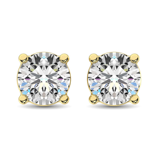 14K Yellow Gold Lab Grown Diamond 1 1/2 Ct.Tw. Non certified HPHT VS1+ G+ Solitaire Studs (Available in 0.50ctw to 4ctw)