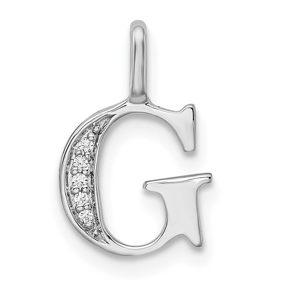 14K White Gold Diamond Letter G Initial Pendant