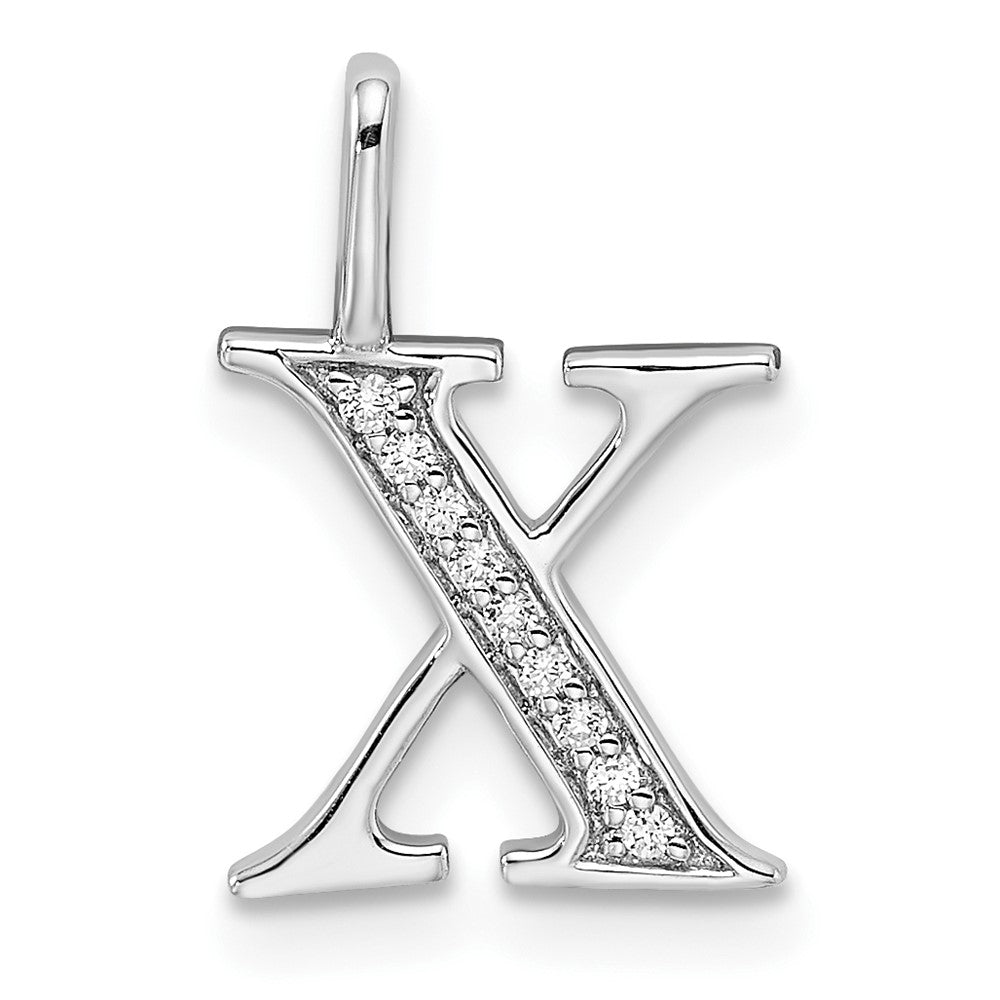 14k White Gold Diamond Letter X Initial Pendant