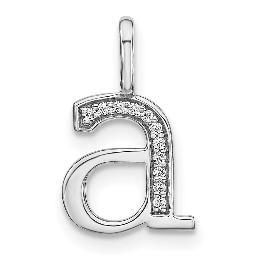 14K White Gold Diamond Lower Case Letter A Initial Pendant