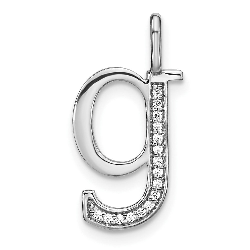 14K White Gold Diamond Lower Case Letter G Initial Pendant