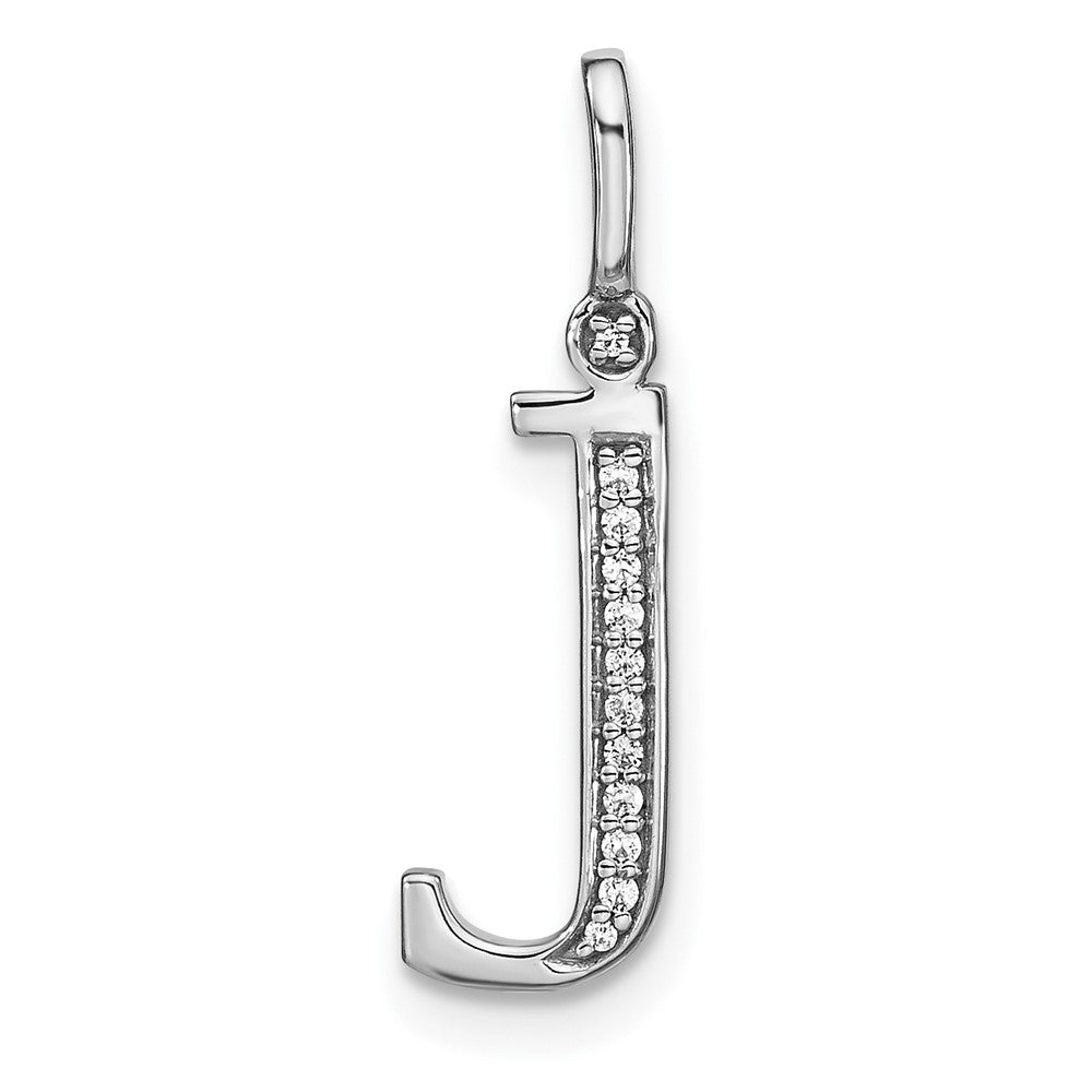 14K White Gold Diamond Lower Case Letter J Initial Pendant