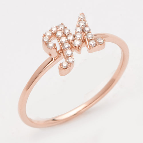 14KR 0.15CTW DIAMOND SMALL INITIAL RING