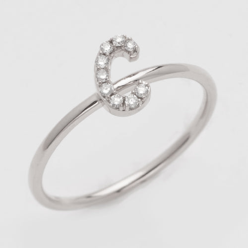 14KW 0.10CTW DIAMOND SMALL INITIAL RING