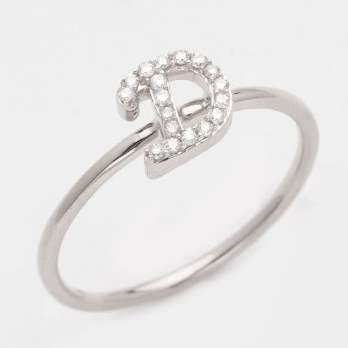 14KW 0.10CTW DIAMOND SMALL INITIAL RING