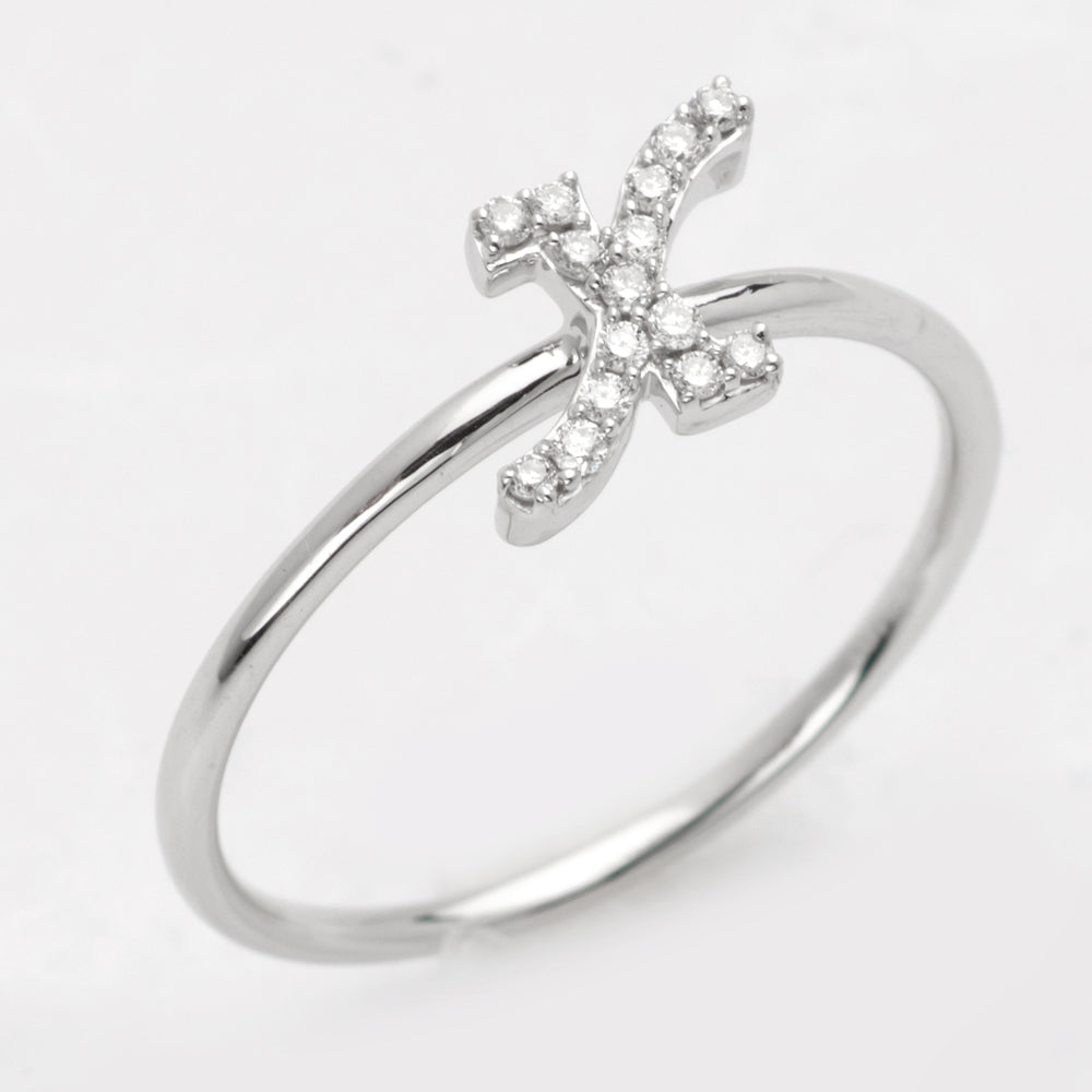 14KW 0.10CTW DIAMOND SMALL INITIAL RING