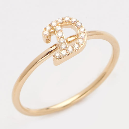 14KY 0.10CTW DIAMOND SMALL INITIAL RING