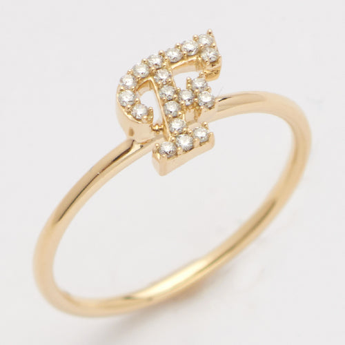 14KY 0.10CTW DIAMOND SMALL INITIAL RING