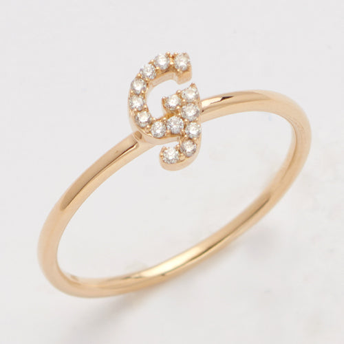 14KY 0.10CTW DIAMOND SMALL INITIAL RING