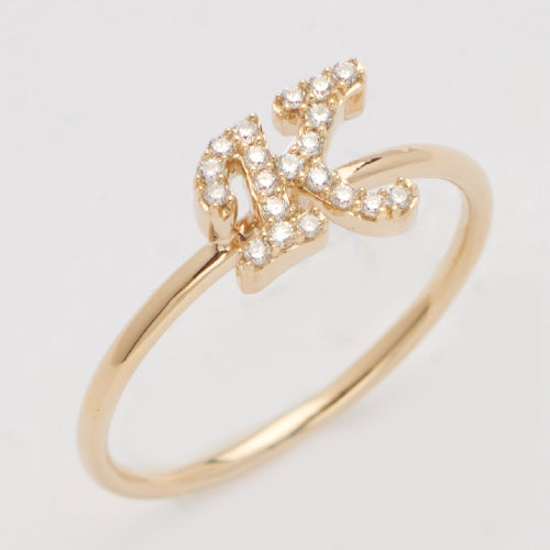 14KY 0.15CTW DIAMOND SMALL INITIAL RING