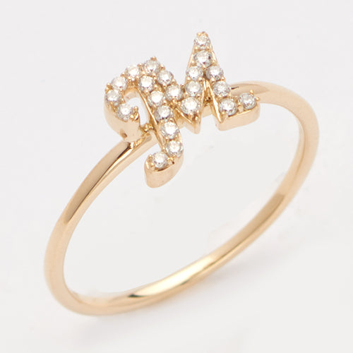 14KY 0.15CTW DIAMOND SMALL INITIAL RING