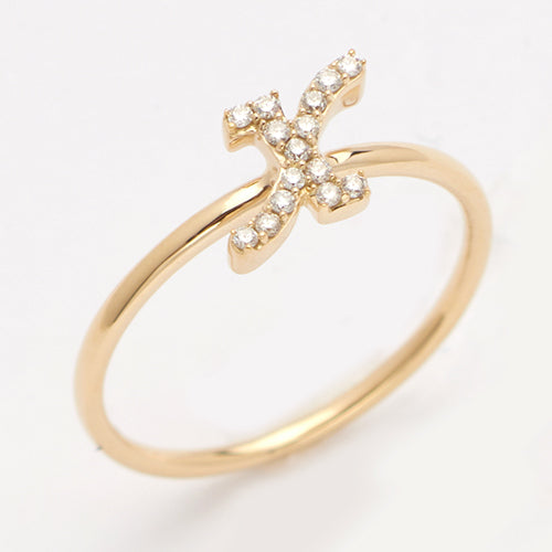 14KY 0.10CTW DIAMOND SMALL INITIAL RING