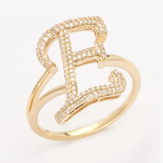 14KY 0.30CTW DIAMOND INITIAL RING