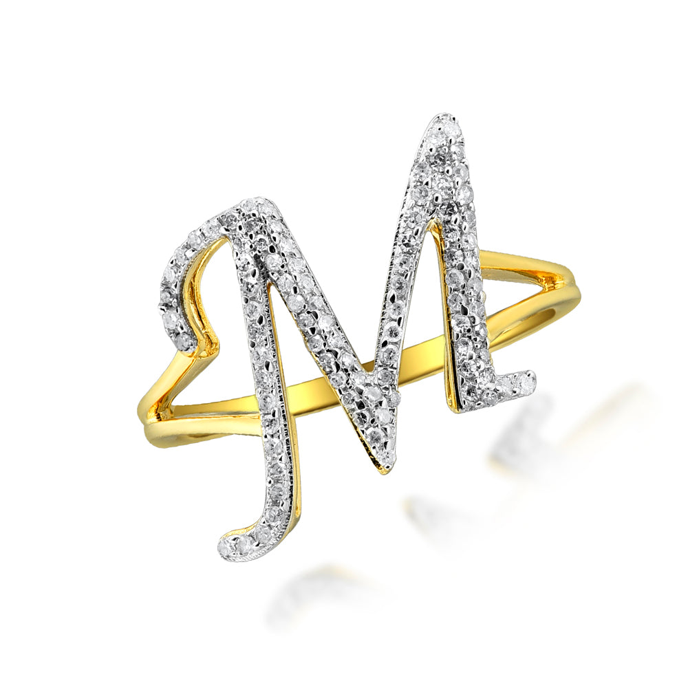 14KY 0.20CTW DIAMOND INITIAL RING