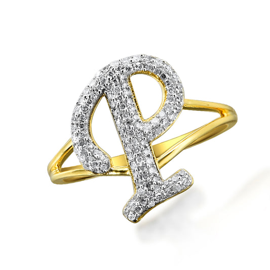 14KY 0.25CTW DIAMOND INITIAL RING