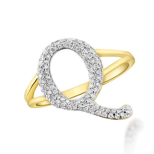 14KY 0.20CTW DIAMOND INITIAL RING