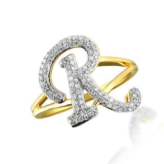 14KY 0.25CTW DIAMOND INITIAL RING