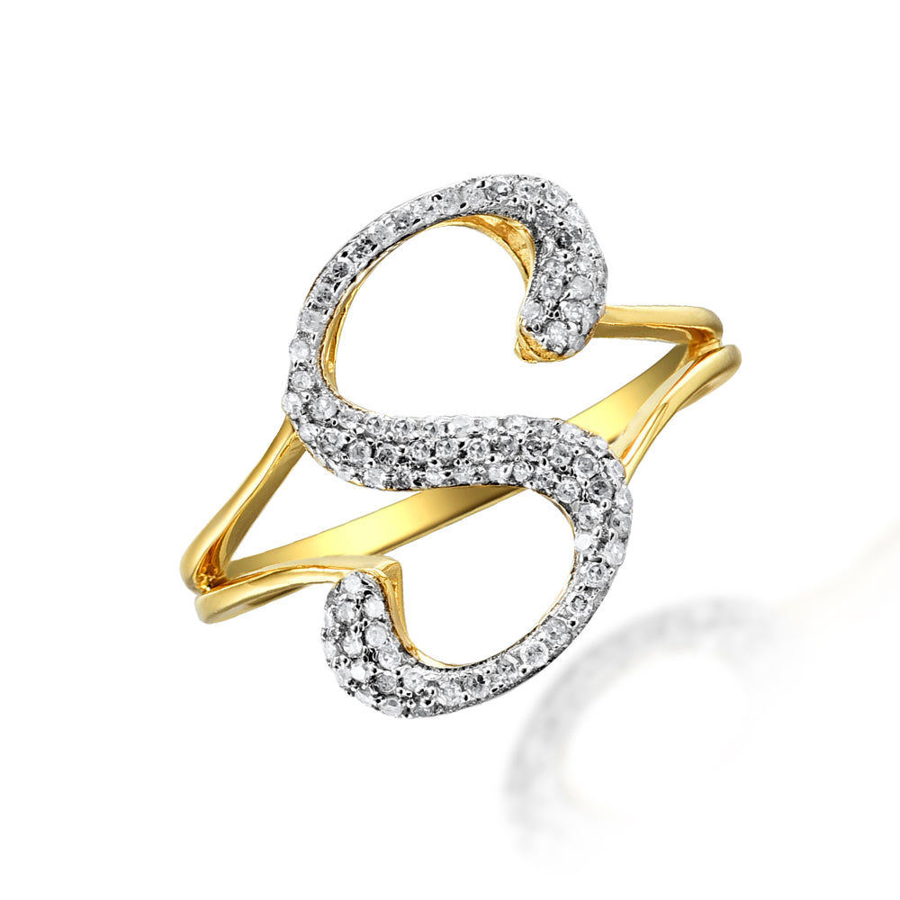 14KY 0.25CTW DIAMOND INITIAL RING