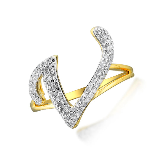 14KY 0.25CTW DIAMOND INITIAL RING