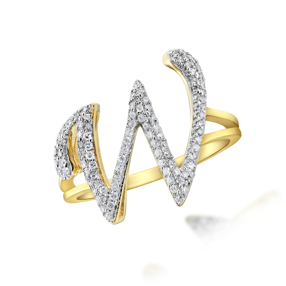 14KY 0.25CTW DIAMOND INITIAL RING