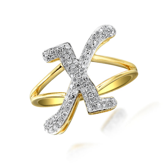 14KY 0.25CTW DIAMOND INITIAL RING