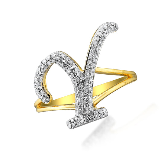 14KY 0.30CTW DIAMOND INITIAL RING