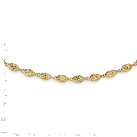 14K Polished D/C Fancy Twisted Beaded 18in Necklace