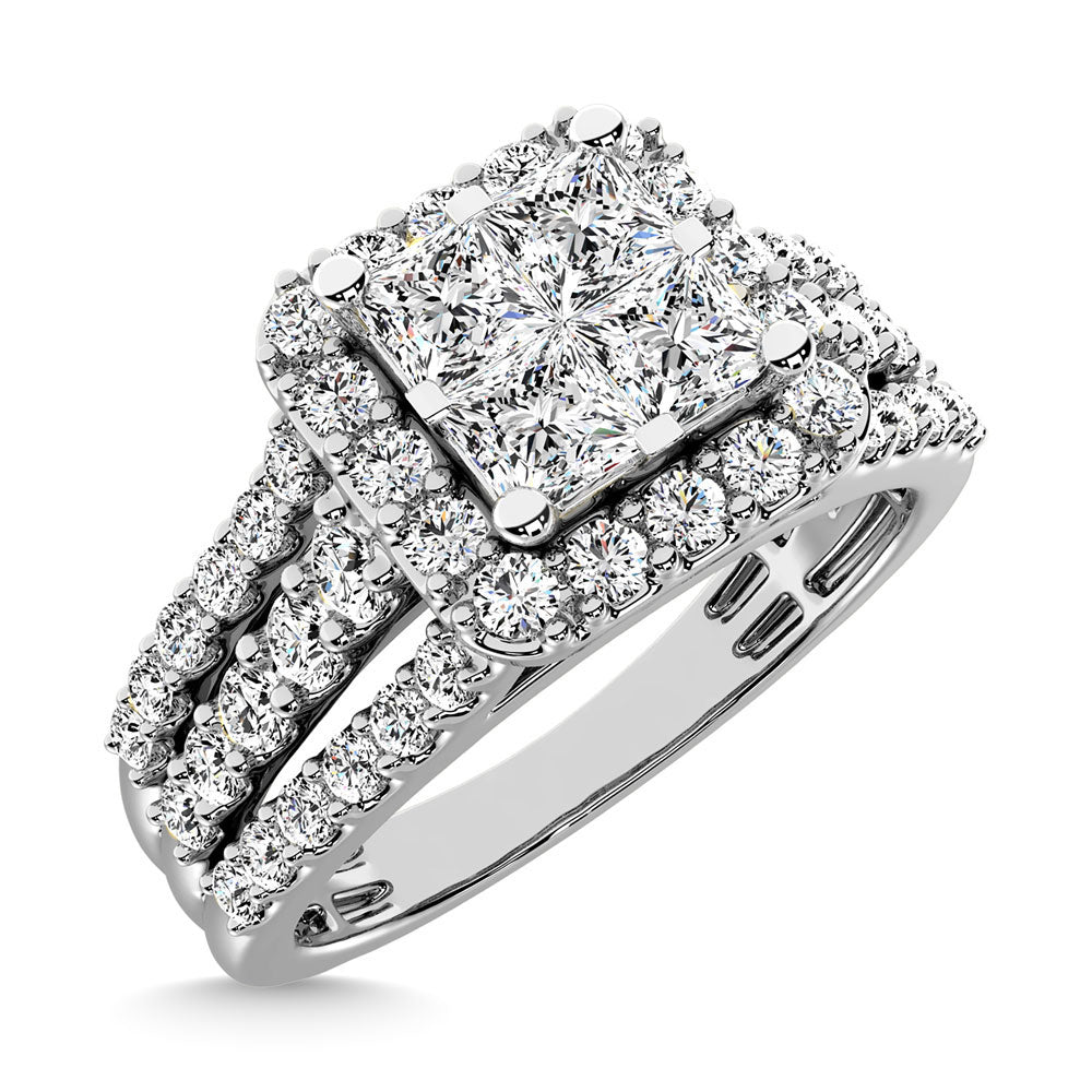 14K White Gold 2 Ct.Tw.Diamond Engagement Ring