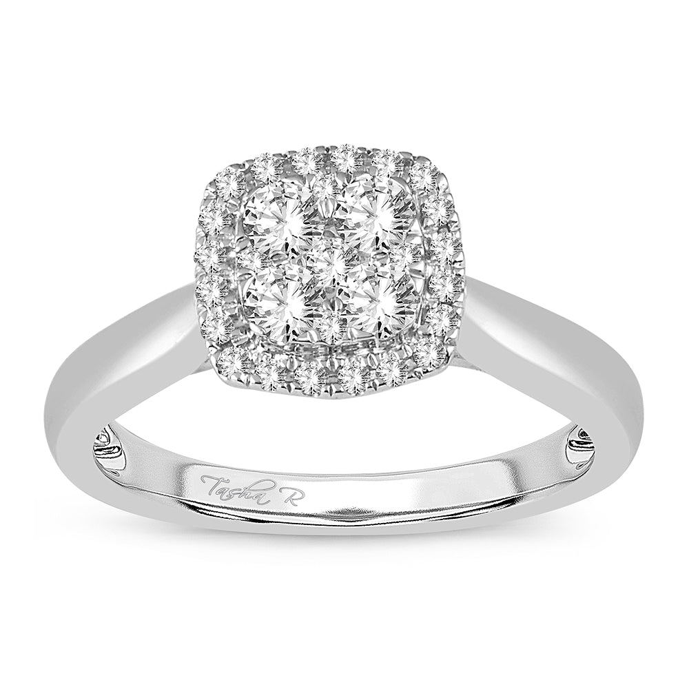 N.J. Diamonds Halo Style Diamond Engagement Ring - Wedding Ring - Diamond Bridal Jewelry