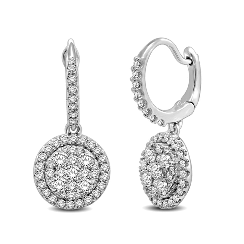 14K White Gold 1 1/10 Ctw Natural Diamond Fashion Earrings