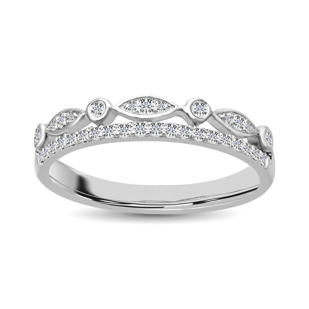 10k White Gold 1/6 Ct.Tw.Diamond Stackable Band