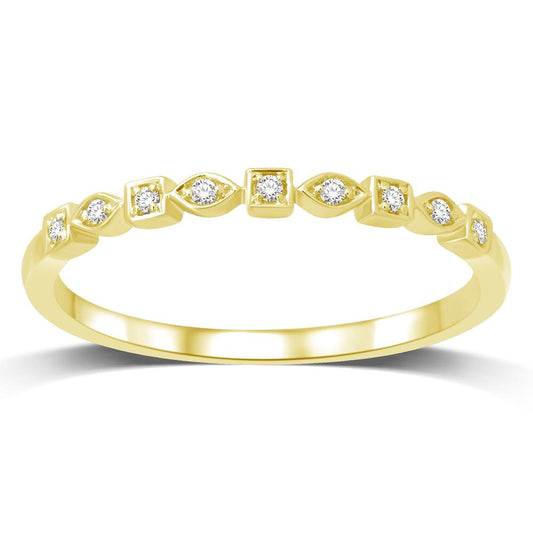 Diamond 1/20 Ct.Tw. Marquse and Square Shape Stackable Band in 14K Yellow Gold
