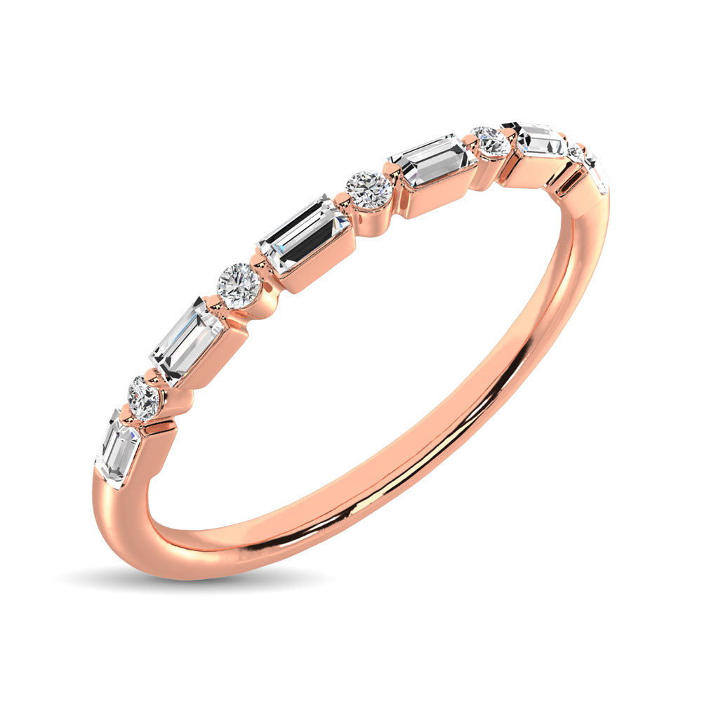 14K Rose Gold 1/10 Ctw Diamond Stackable Ring