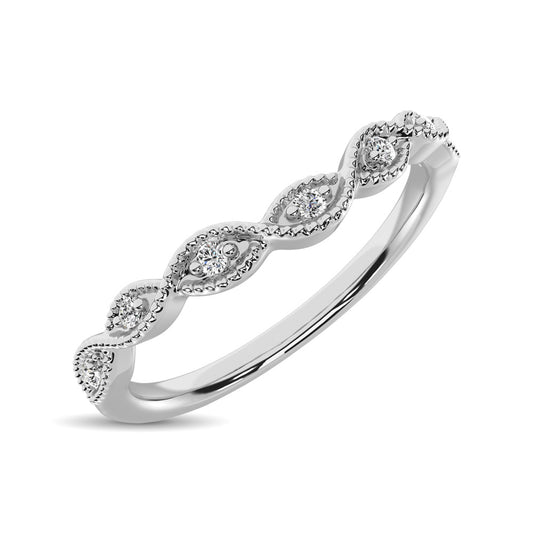 10K White Gold 1/20 Ctw Diamond Stackable Ring