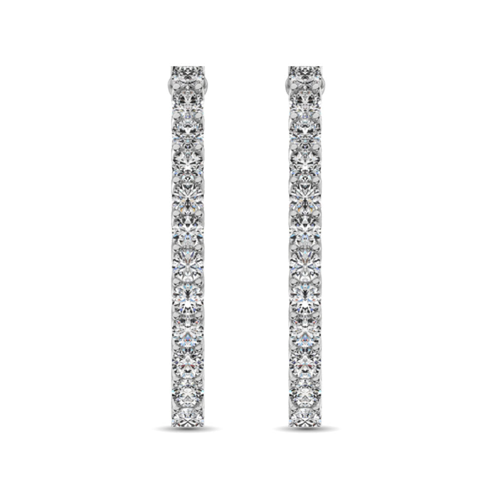 14K White Gold Diamond 3/4 Ct.Tw. In and Out Hoop Earrings