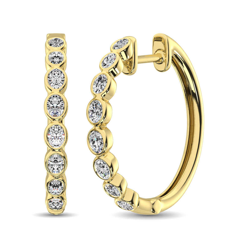 14K Yellow Gold 1/3 Ct.Tw. Diamond Hoop Earrings