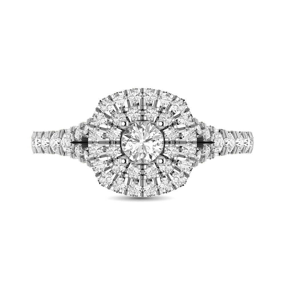 14K White Gold 1 Ct.Tw. Round Cut Diamond Engagement Ring