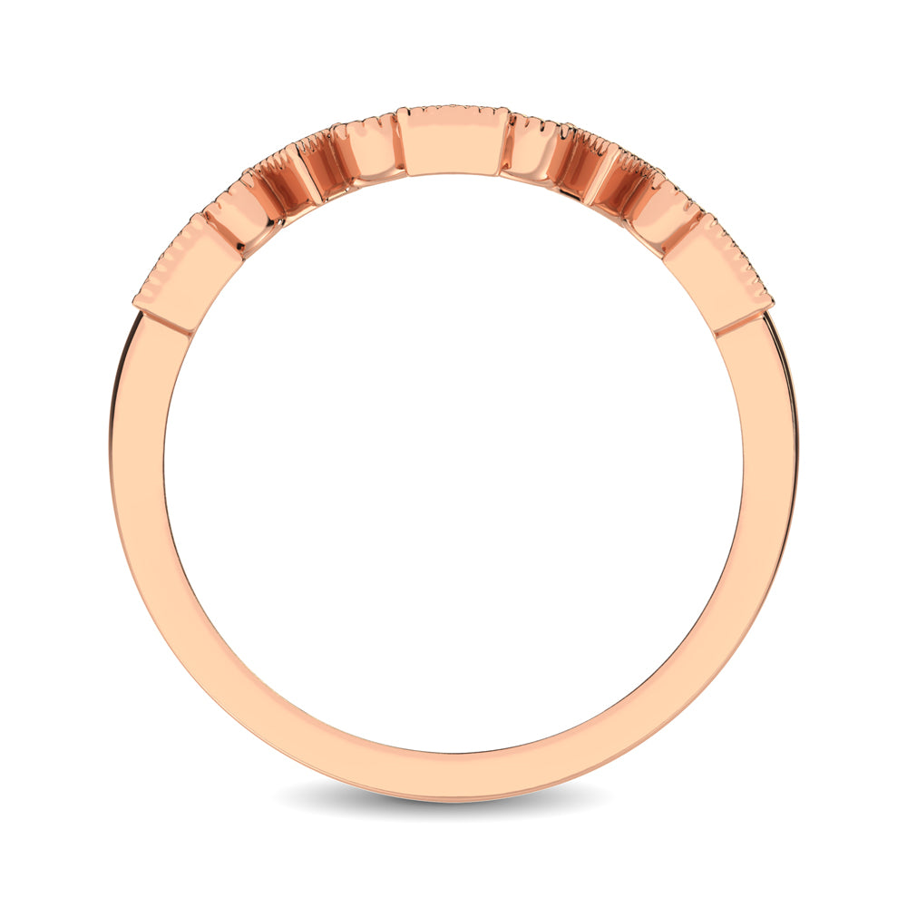 Trigale and Round Shape Diamond 1/10 ctw Band Ring in 14K Rose Gold
