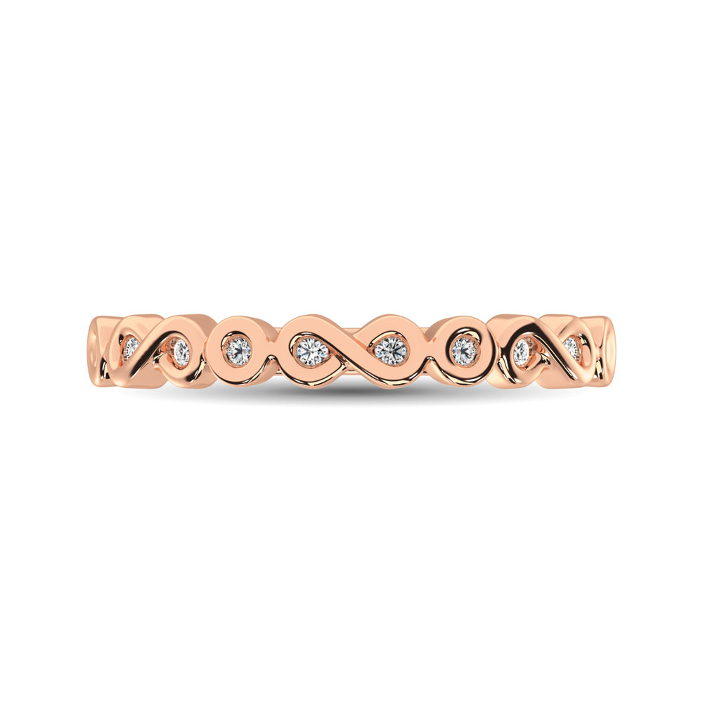 14K Rose Gold 1/10 Ctw Diamond Band