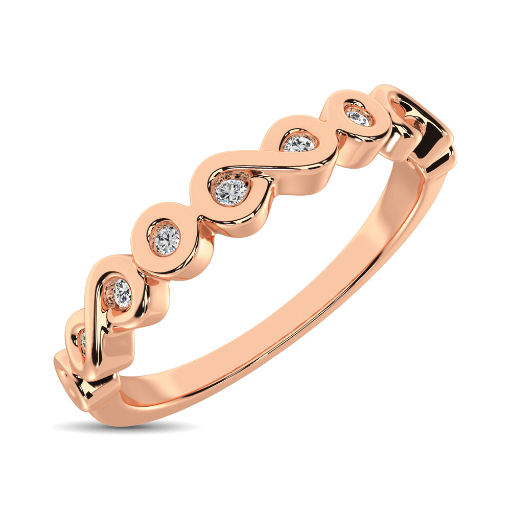 14K Rose Gold 1/10 Ctw Diamond Band