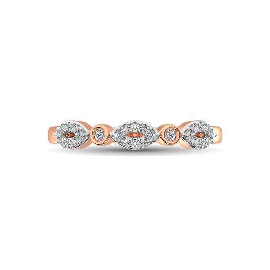 Round and Marquise Shape 1/6 Ctw Diamond Stackable Band in 10K Rose Gold