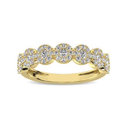 14K Yellow Gold 5/8 Ct.Tw. Diamond Round Frame Stackable Band