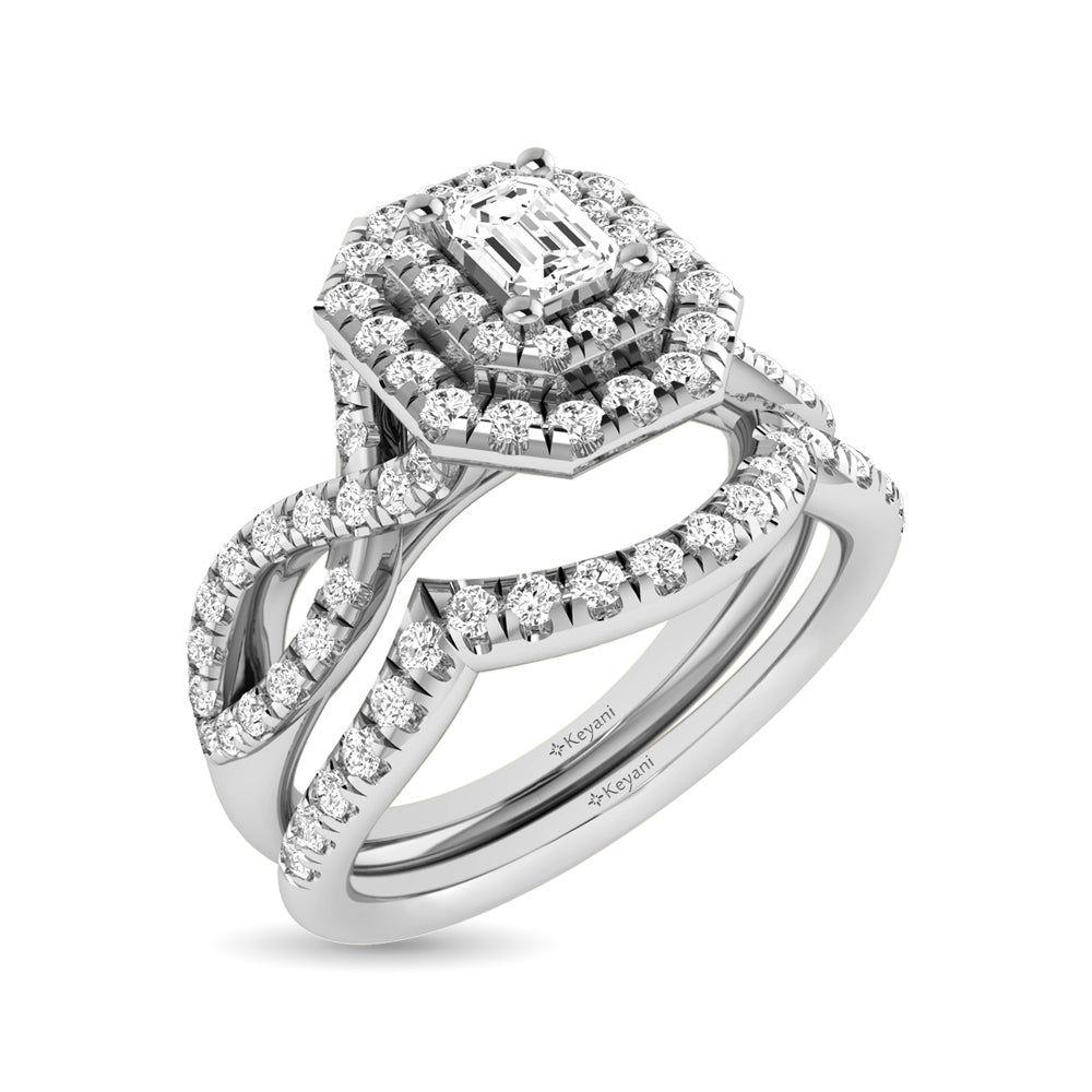14K White Gold 1 Ct.Tw. Diamond Bridal Rings