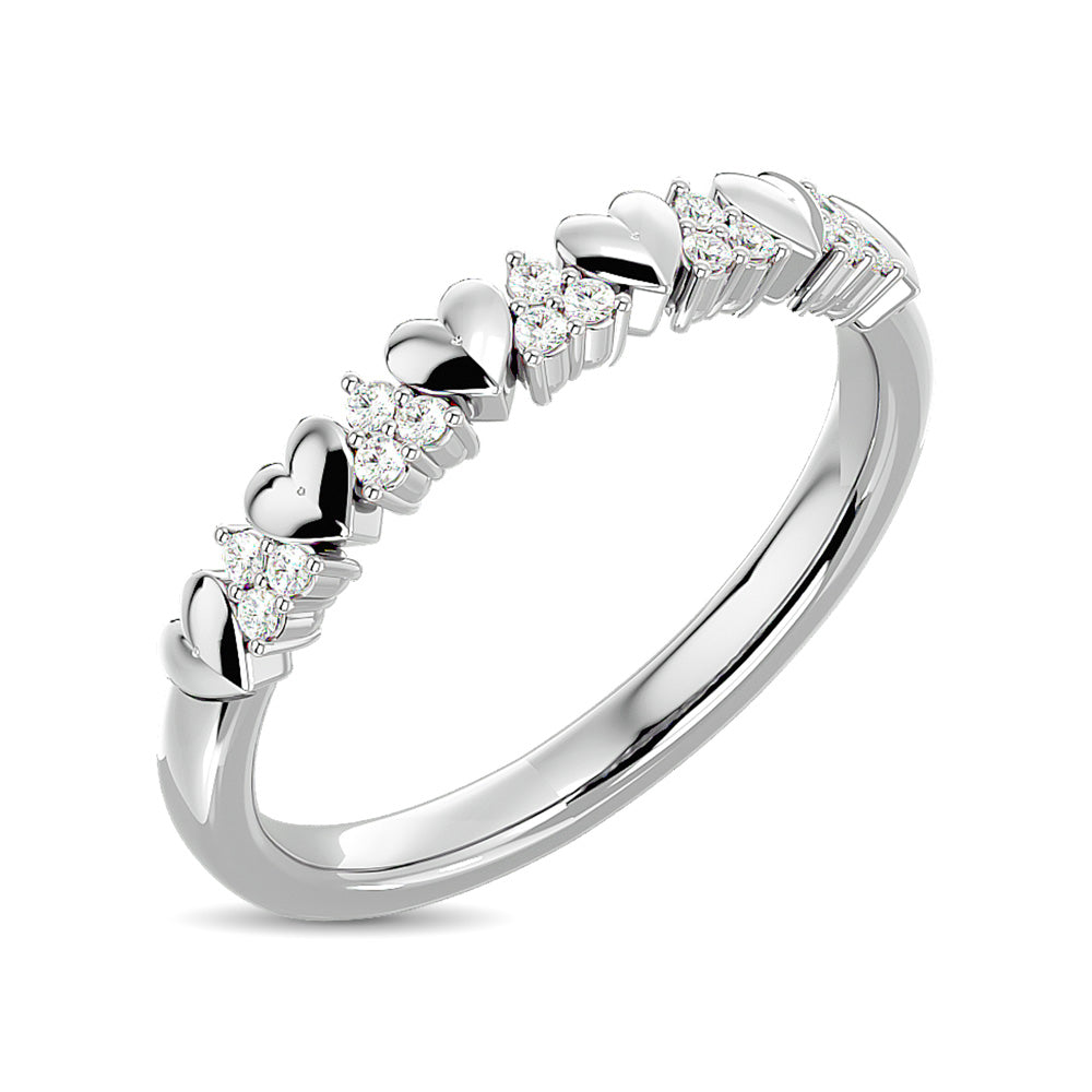 Diamond 1/10 ct tw Heart Stackable Ring in 10K White Gold
